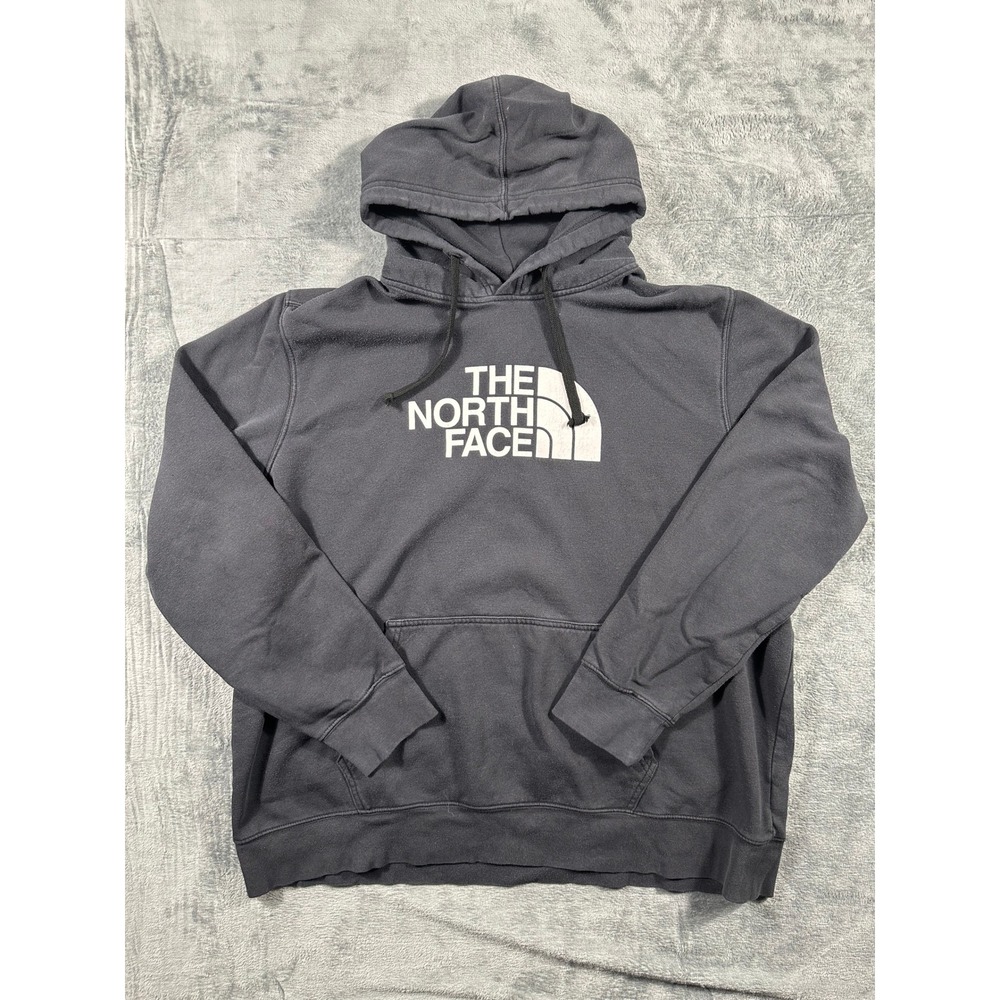 The North Face Mens XXL Black Pullover Hoodie Big Logo Fleece Sweatshirt